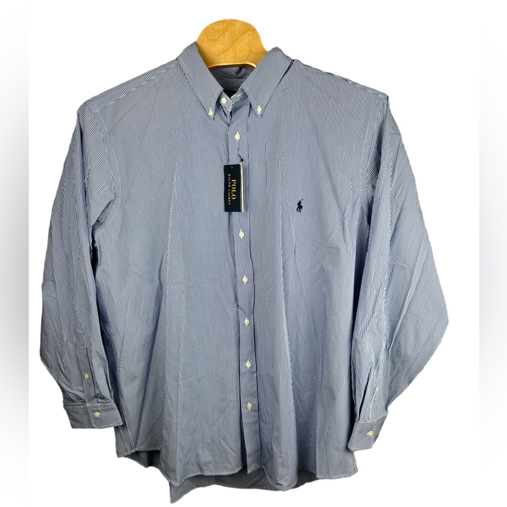Polo Ralph Lauren Blue Pinstripe Long Sleeve Button Down Shirt Size‎ 2XB NWT
